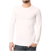 Erkek BEYAZ  %100 Pamuklu Tişört (T-Shirt) baskı (0 yaka) uzun kollu / ET02